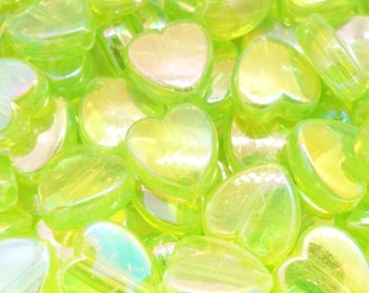 Herz Acrylperlen Herz-Perlen Grün reflektierend ca. 25 Stück = 4.3 Gramm