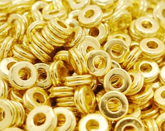 6 mm Rondelle Spacer Kralen Tussen Kralen met Dubbele Rondelle | Kleur: Goud | 30 stuks