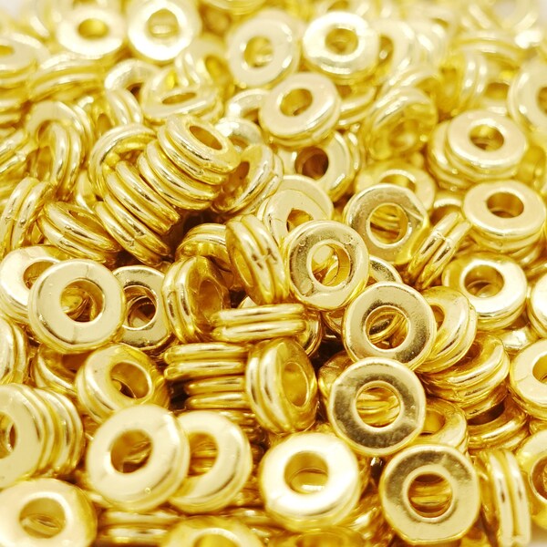 6mm Rondelle Spacer Perlen Zwichen Perlen mit Doppel-Rondelle |  Farbe: Gold | 30 Stück