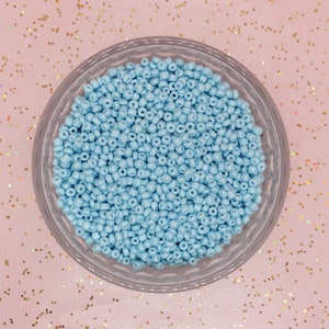 10g Glass seed beads 8/0 3mm light blue image 2