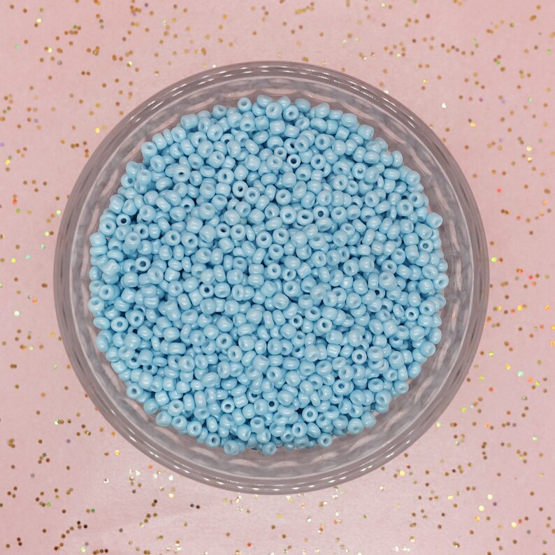 10g Glass seed beads 8/0 3mm light blue image 2