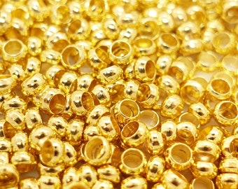 Quetsch Perlen Durchmesser 3.5mm, Loch 2.2mm Loch Farbe: Gold | 2.49 Gramm = ca. 50 Stück | Kupfer, vergoldet
