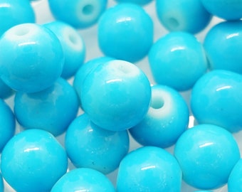 Glass Beads Round | Color: Blue | 10 mm