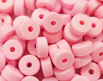 Rondelle Beads Polymer Clay Disc Beads 7mm Colors: Baby Pink | 25 pieces