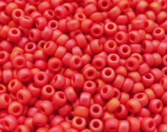 3 mm Miyuki Rocailles beads round 8/0 glass beads matt | Color: vermilion red | 5 grams