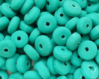 Rondelle Beads Polymer Clay Disc Beads 7 mm Colors: rich blue-green | 25 pieces