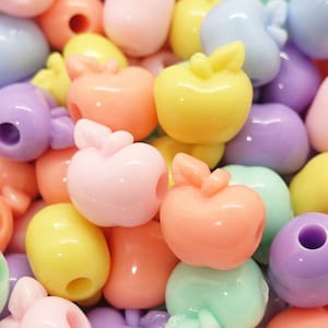 Mela Perle Frutta Frutta Frutta Cibo Perline Acriliche | 14x13,5x10,5 mm | 5 pezzi / 20 pezzi