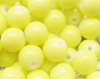 Glass Beads Round | Color: Neon Yellow | 10 mm