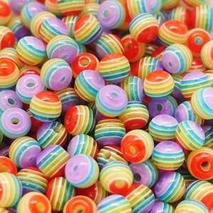 Rainbow Acrylic Beads Beads; Color: Rainbow | 6mm/8mm/10mm