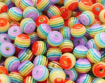 Regenbogen Acryl-Perlen Perlen; Farbe: Regenbogen | 6mm / 8mm / 10mm