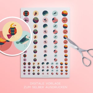 Download digital de modelo de cabochão | Padrão de pássaros | Não. 19 |