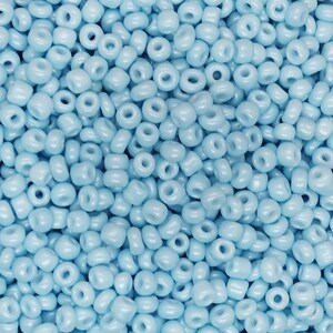 10g Glass seed beads 8/0 (3mm) light blue