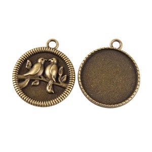 2x 25 mm porte-corps pendentif oiseaux sur la couleur de branche: bronze