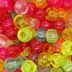 9 x 6 mm Pony Beads Acrylic Beads Transparent Color Mix Rondelle Pony Beads | 23.9 grams = approx. 100 pieces