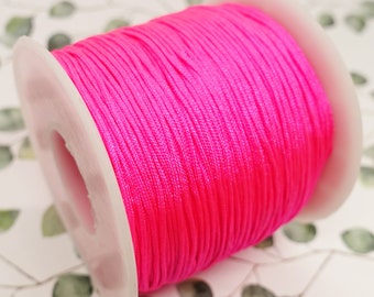 Cordão de nylon para joias com 5 m, espessura: 0,8 mm, rosa | Vendido por metro/corte