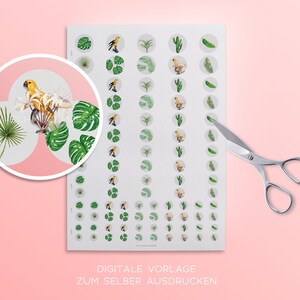 Download digital de modelo de cabochão | Plantas Tropicais Aves | Não. 20 |