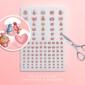 Téléchargement numérique du modèle Cabochon | Lettre d'amour de gâteau d'oiseau de coeur d'amour de la Saint-Valentin | BB05 |