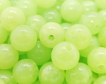 10 mm beads acrylic beads | Color: Light Green White Marbled | 20 pieces