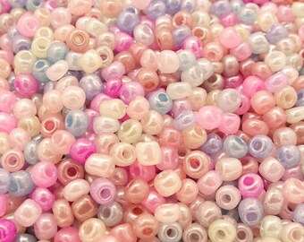 25g seed beads 6/0 (4 mm) glass beads color: shiny pastel rainbow mix