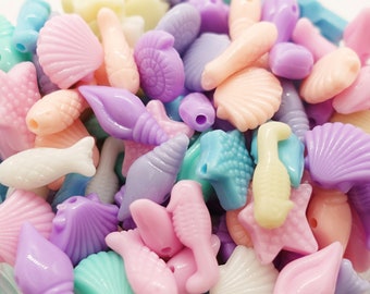 Sea Animals Acrylic Beads Maritime Beads Color: colorfully mixed | 17mm x 7mm-12mm x 11mm | 20 / 50 pieces
