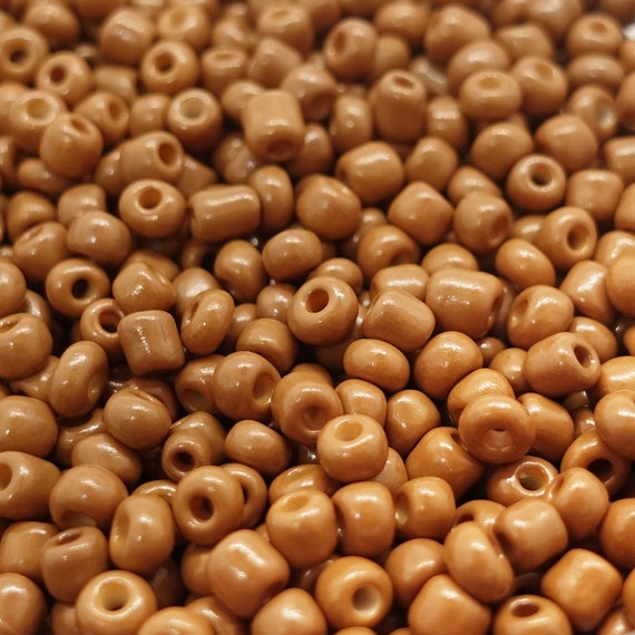 Glass Seed Beads 6/0 4mm Light Brown 