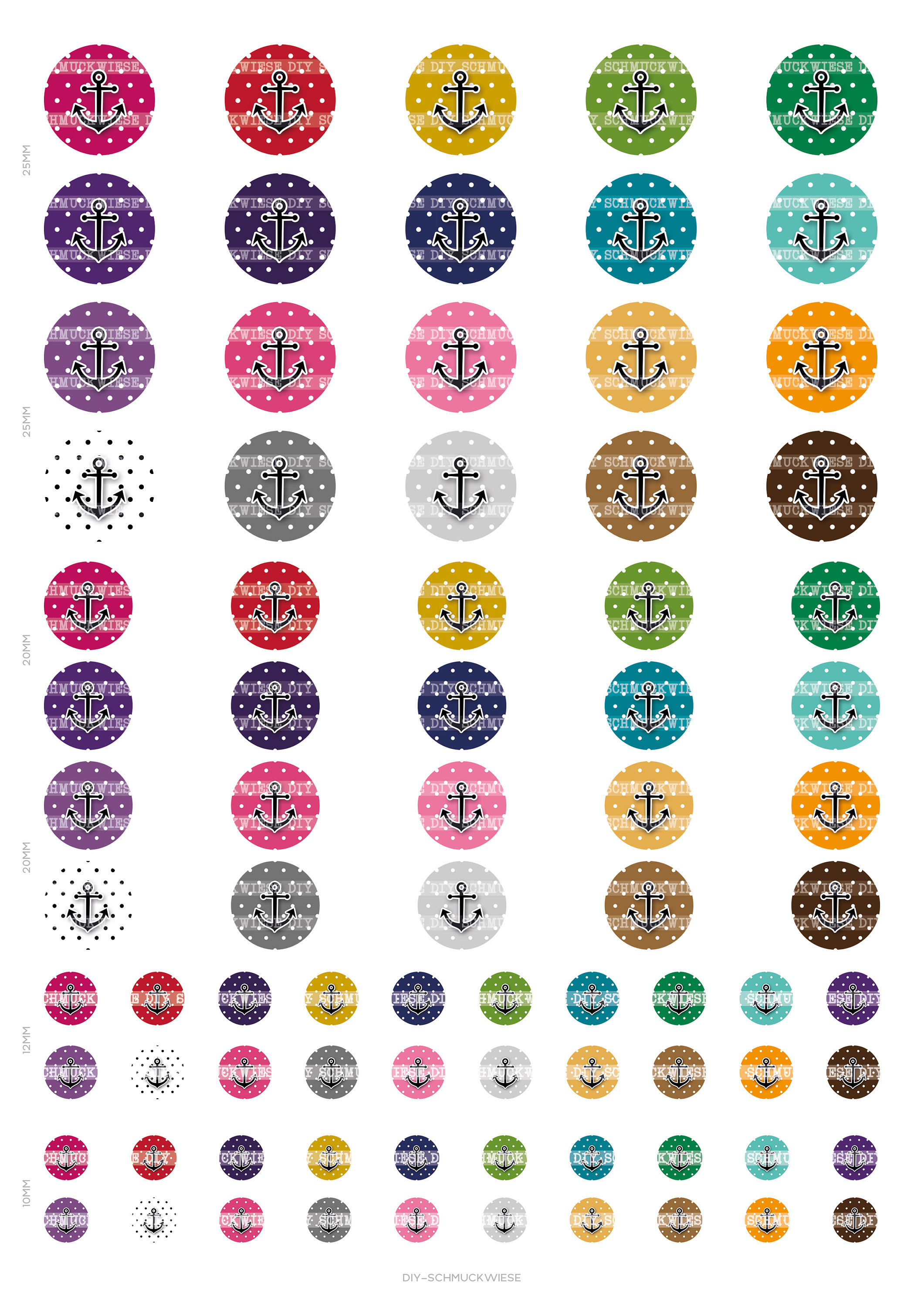 Digital cabochon paper print template No. 04 | Etsy