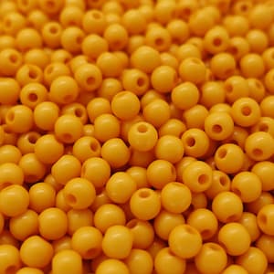 4mm Perlen Acrylperlen glänzend | Farbe: Orange-Gelb | 3 Gramm = ca. 100 Stück