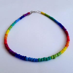 Rainbow Beaded Choker Necklace, Colorful Choker,  Glass Seed Bead Necklace, Multicolored Necklace