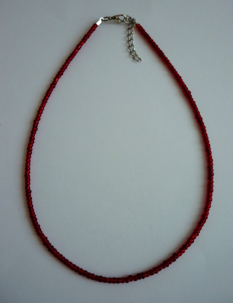 Burgundy Red Beaded Choker Necklace Dainty Glass Seed Bead Etsy