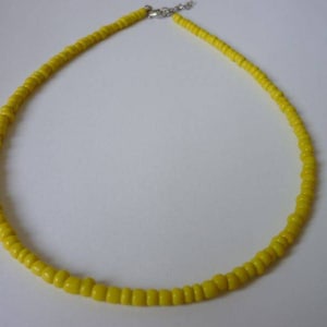 Yellow Choker Necklace, Yellow Seed Bead Necklace, Yellow Beaded Choker, Summer Choker