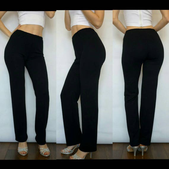Pantalones negros rectos Cintura alta Pantalones de mujer | Etsy México