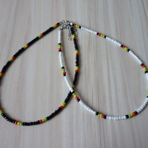 Rasta Beaded Choker Necklace: Reggae Seed Beads, Jamaican Colors