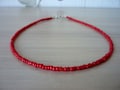 Red Beaded Necklace, Red Glass Bead Choker, Casual Layer Necklace, 3-4 mm Seed Beads product logo