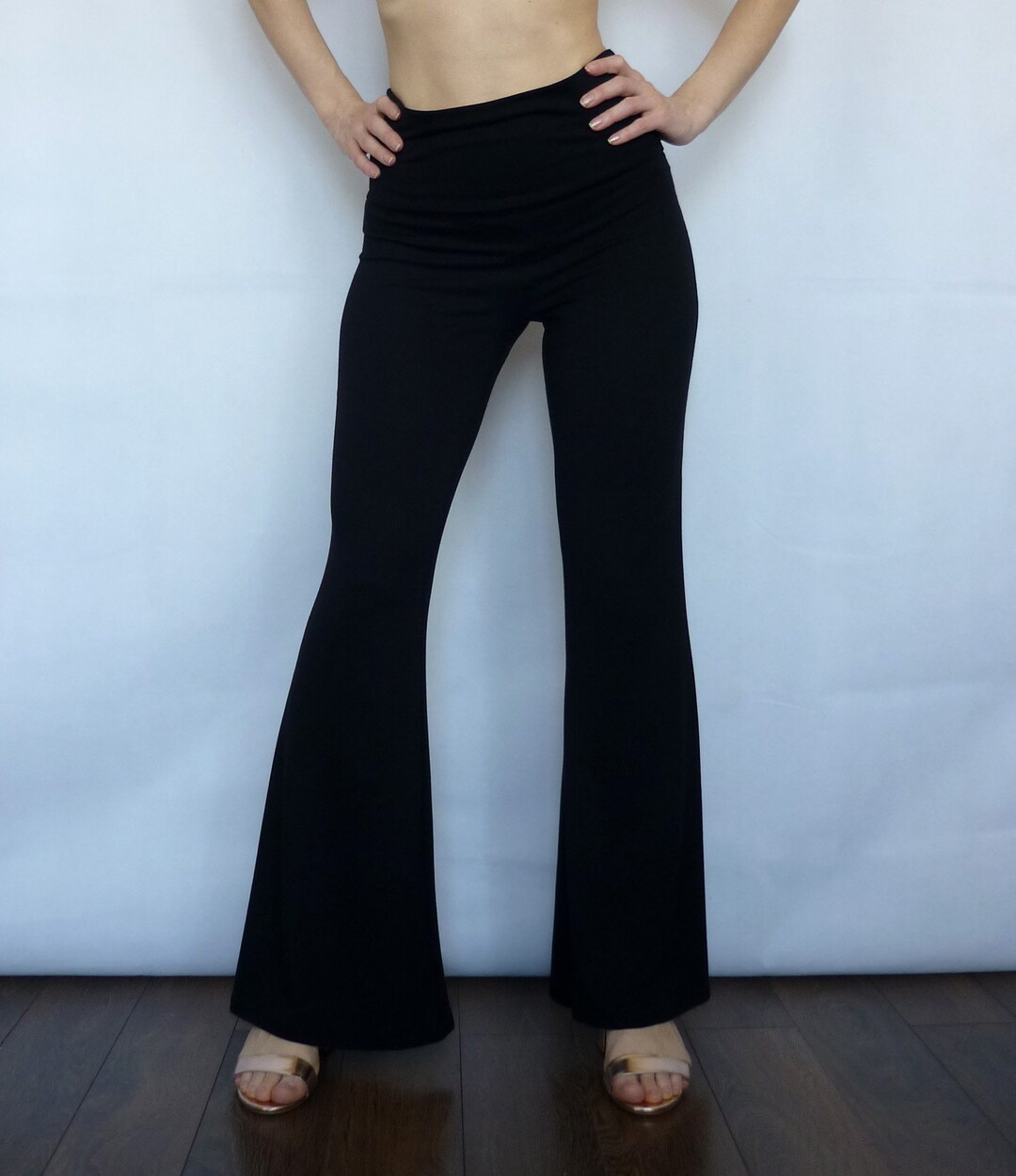 Black Flared Pants Bell Bottoms High Waist Pants Long Yoga - Etsy