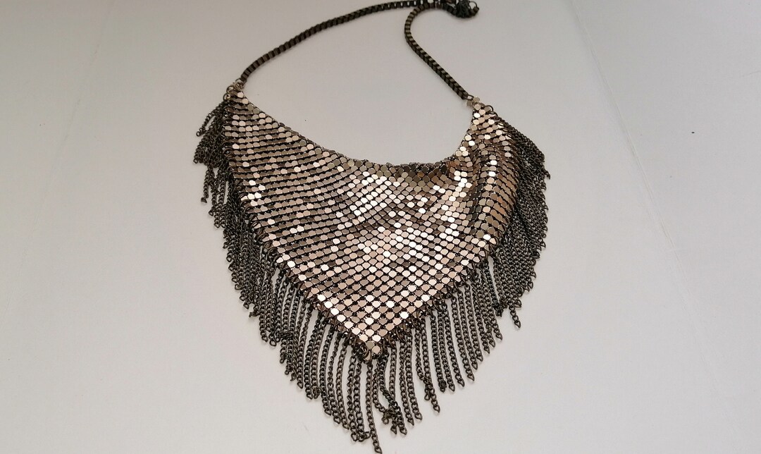 Scarface Chain Metal Scarf Necklace: Antique Gold Chain Fringe - Etsy