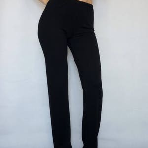 Straight Black Pants,  Long Straight Trousers, High Waist Cigarette Pants, Solid Black Stretchy Pants, Not a See Through Pants