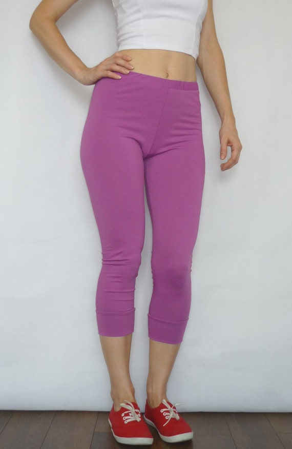 Purple Capri Leggings Yoga Pants Solid Color Womens Tights - Etsy