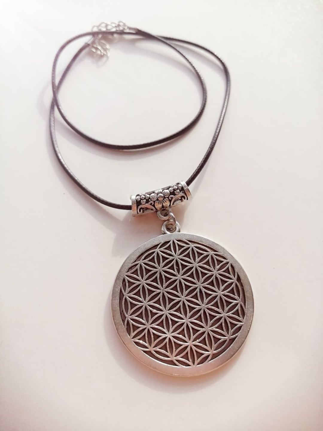 Collana Fiore Della Vita - Ciondolo Geometria Sacra In Acciaio Inox - Gioiello Reiki E Guarigione Spirituale