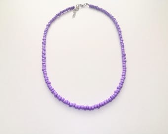 Purple Glass Bead Choker Purple Bead Necklace Beaded Wire Choker Layer Necklace
