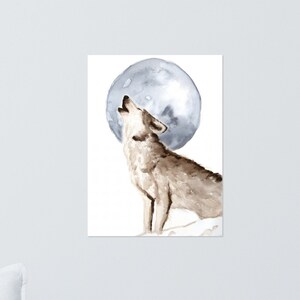 Howling Wolf Watercolor Poster