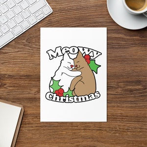 Meowy Noël Chat de Noël carte de Voeux - Joyeux Noël