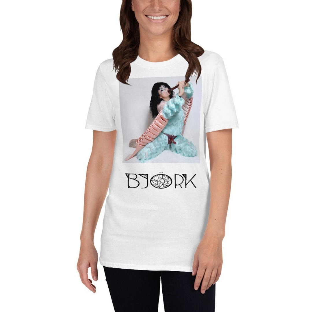 Bjork Unisex Tour Merch Tee T-Shirts and Sizes Light Blue