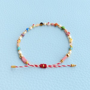 Precious friendship bracelet with millefiori glass pink opal and river pearls