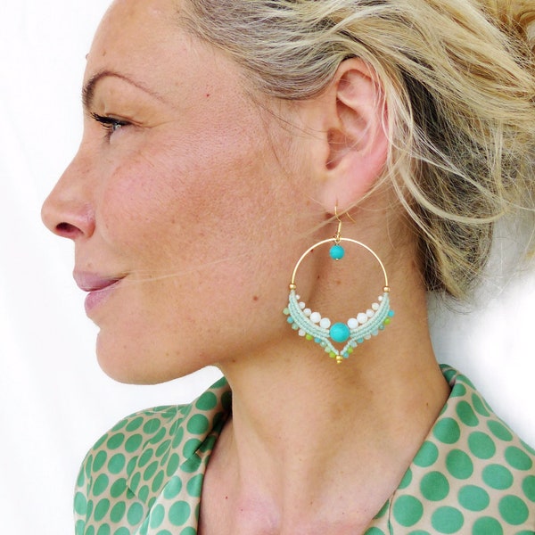 Mint Pearl Earrings Etsy