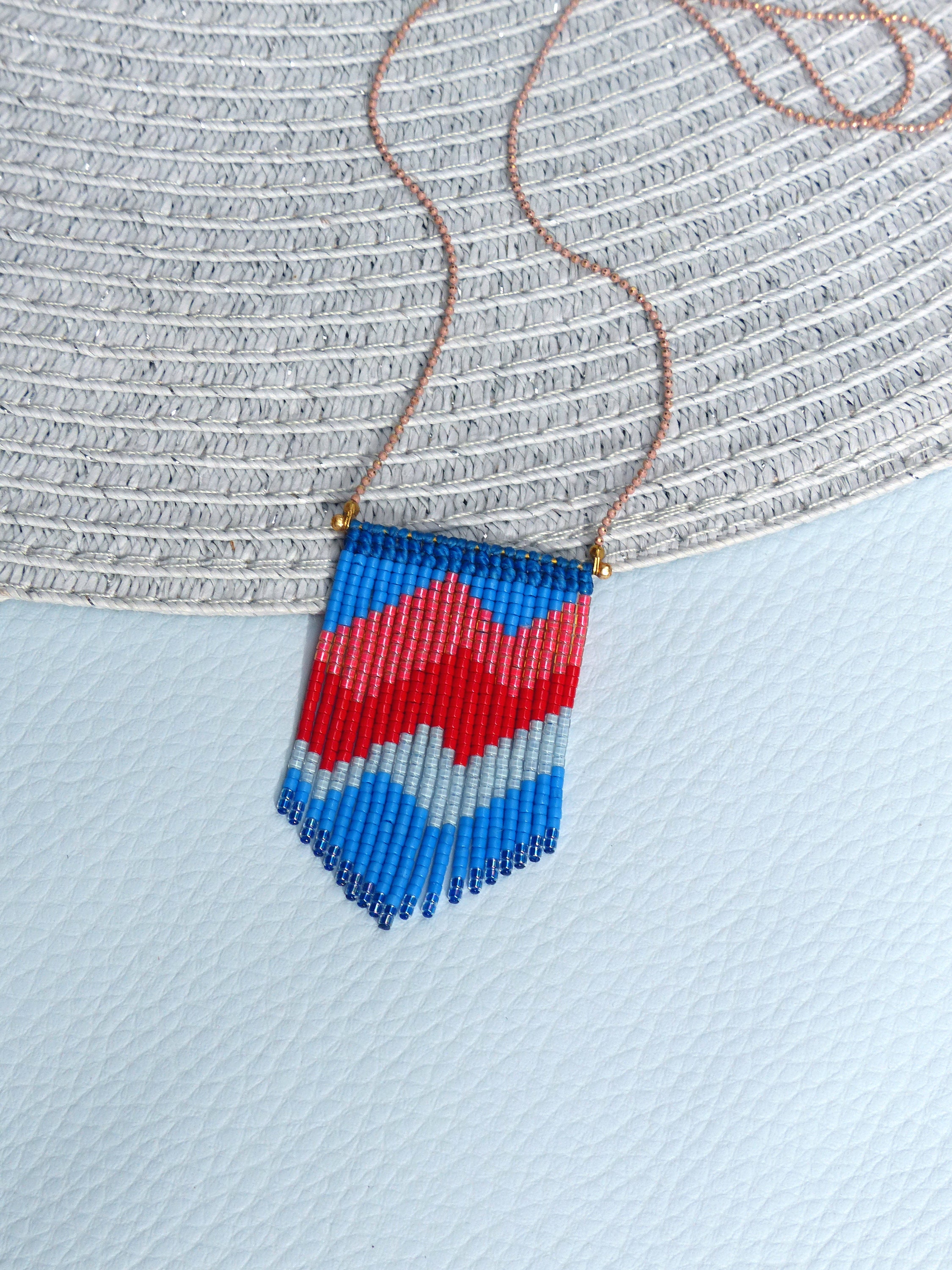 Beaded fringe pendant made of macrame and miyuki beads cobalt Etsy