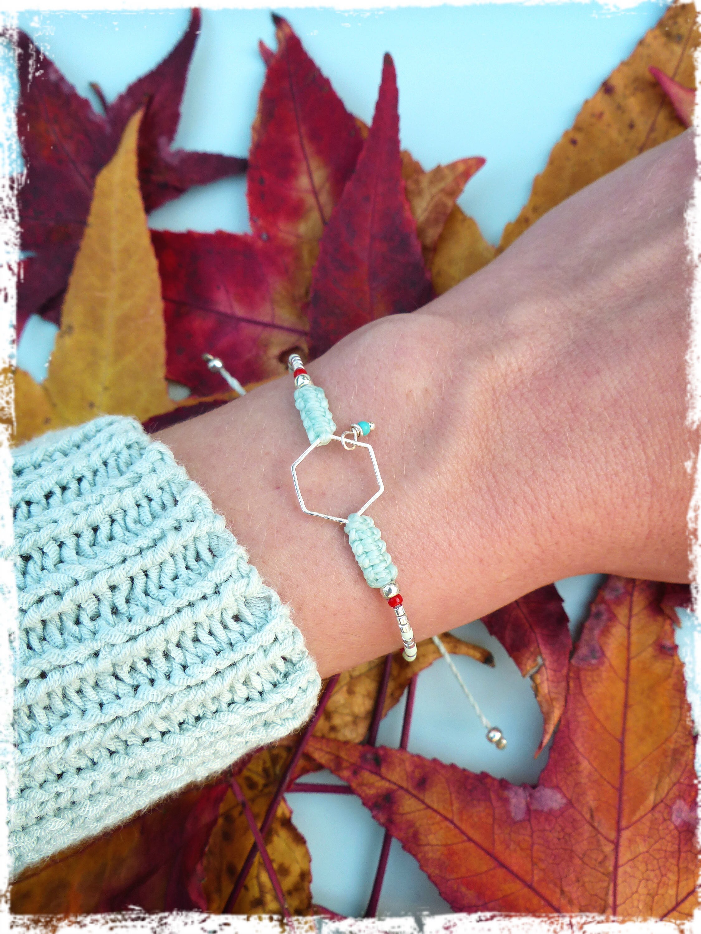 Mint green and red friendship bracelet made of macrame and Etsy