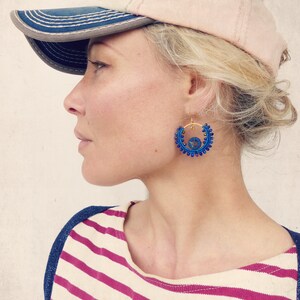 Little macrame hoops with lapis lazuli ruby and flowers image 8