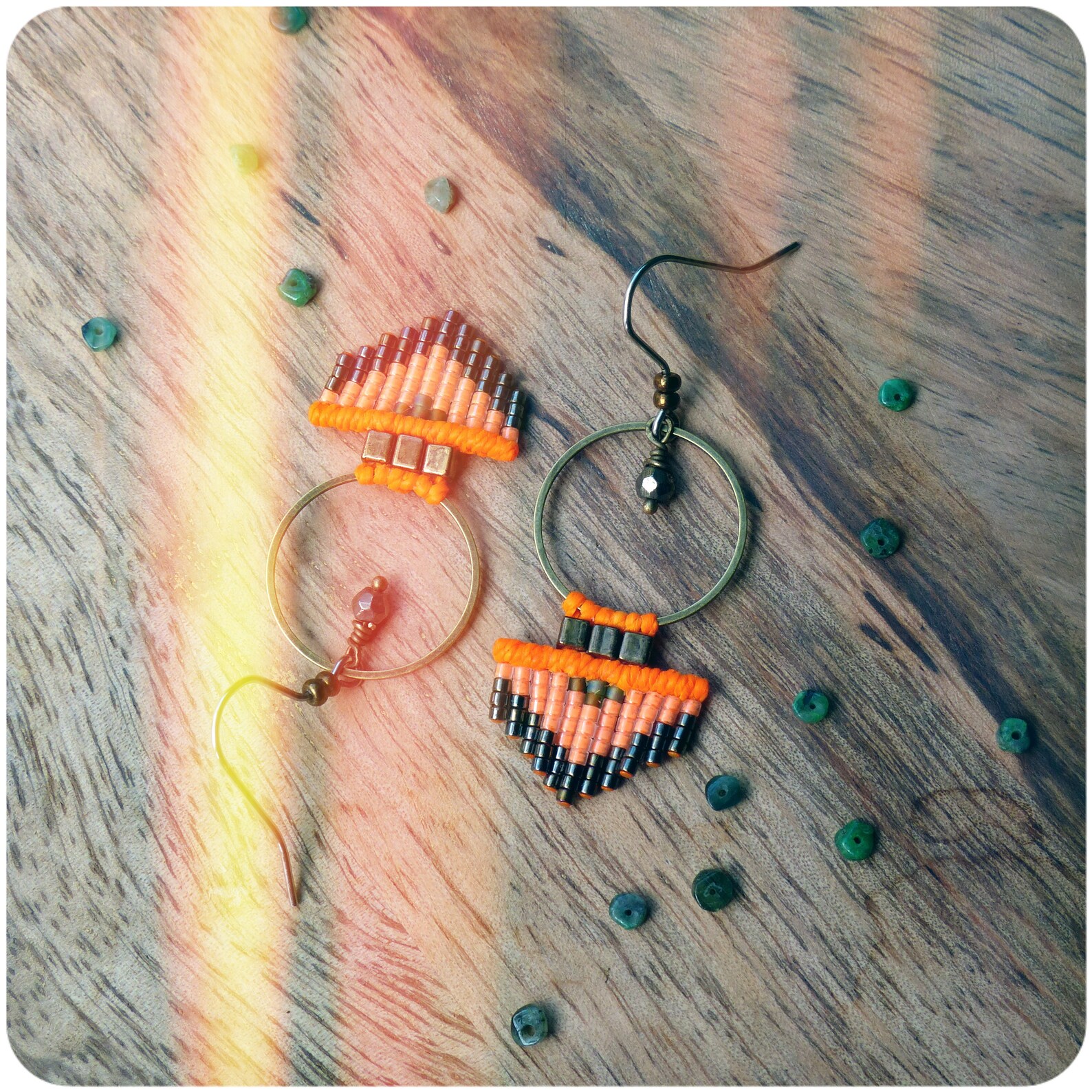 Boucles D'oreilles Anneaux Créoles Orange Fluo - Style Années 80, Neuf Avec étiquettes