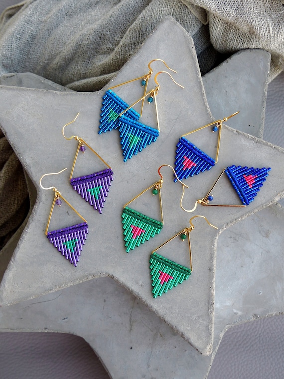 Blue Green Triangles Earrings Blue Green Triangles Earrings