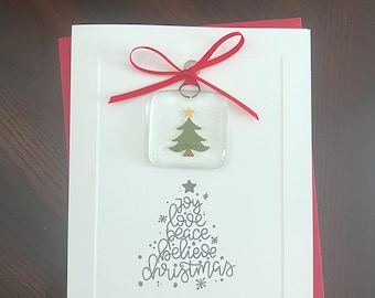 Tree Christmas Card: Handmade Fused Glass Ornament Keepsake